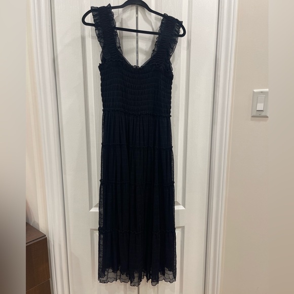 Max Studio Midi Mesh Lace Women's Flutter Sleeve Fashion Black Dress SZ XL - Picture 5 of 7